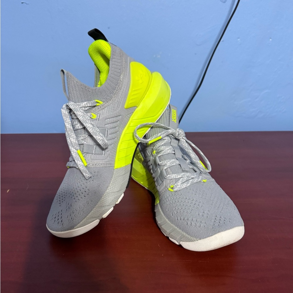Under Armour Gray and Neon Yellow Athletic Shoes